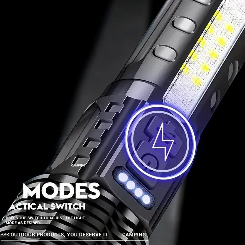 100000LM Tactical LED Flashlight highlighting waterproof protection - Flashlight by Tech Nova Hub