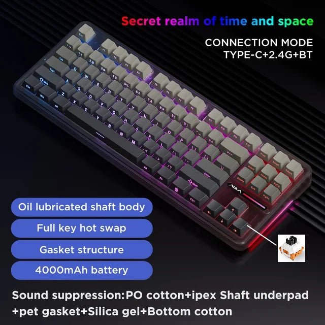 AULA F87 Pro Wireless Mechanical Keyboard including long-lasting battery life - Keyboard by Tech Nova Hub