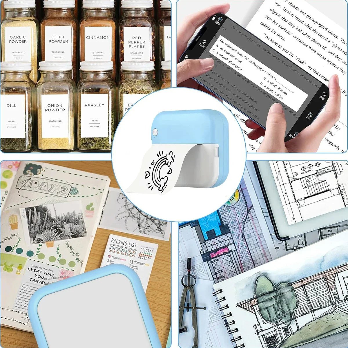 Portable Mini Thermal Printer | Inkless Sticker & Label Maker designed with compact build for easy travel - Printer by Tech Nova Hub