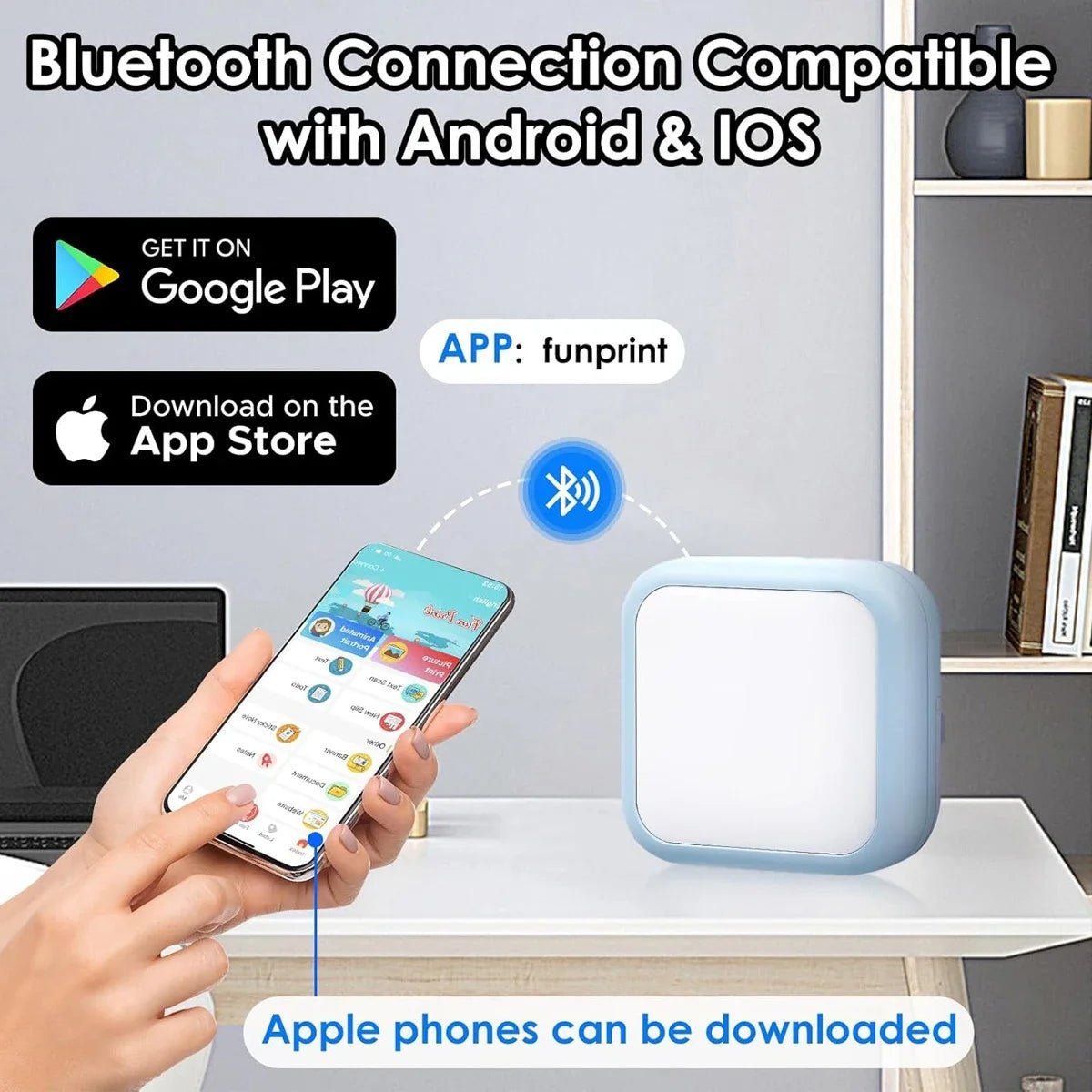 Portable Mini Thermal Printer | Inkless Sticker & Label Maker highlighting wireless functionality - Portable Thermal Printer by Tech Nova Hub