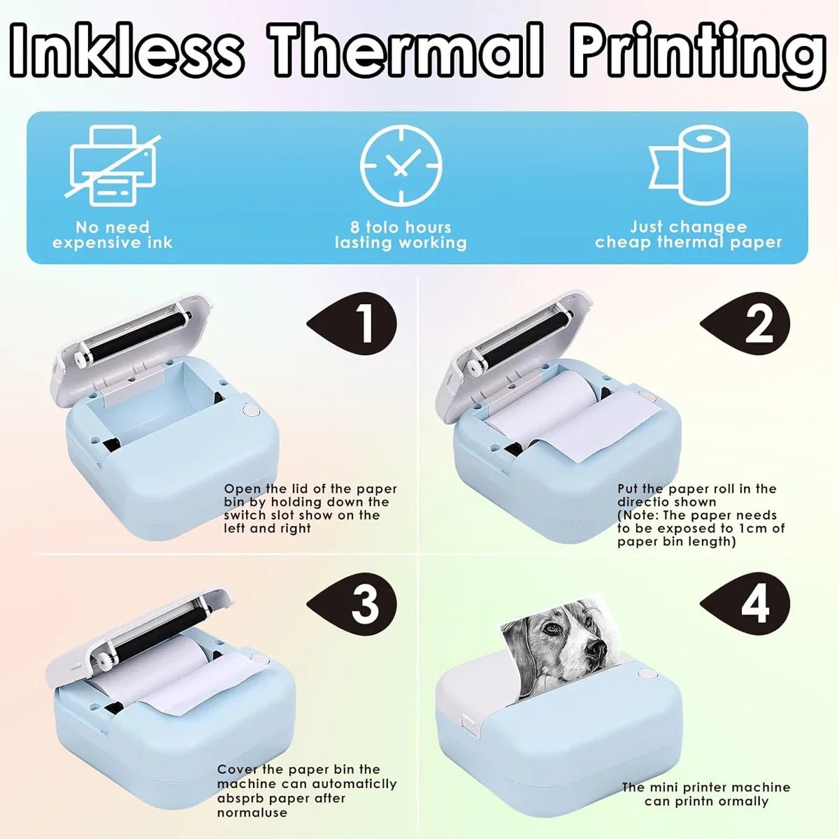 Portable Mini Thermal Printer | Inkless Sticker & Label Maker equipped with portable and lightweight design - Printer by Tech Nova Hub