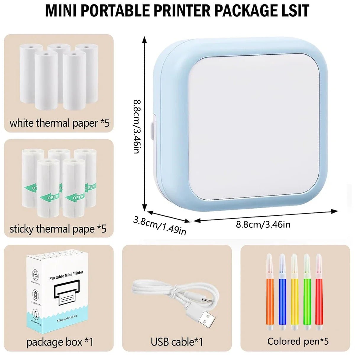 Portable Mini Thermal Printer | Inkless Sticker & Label Maker including Bluetooth connectivity - Printer by Tech Nova Hub