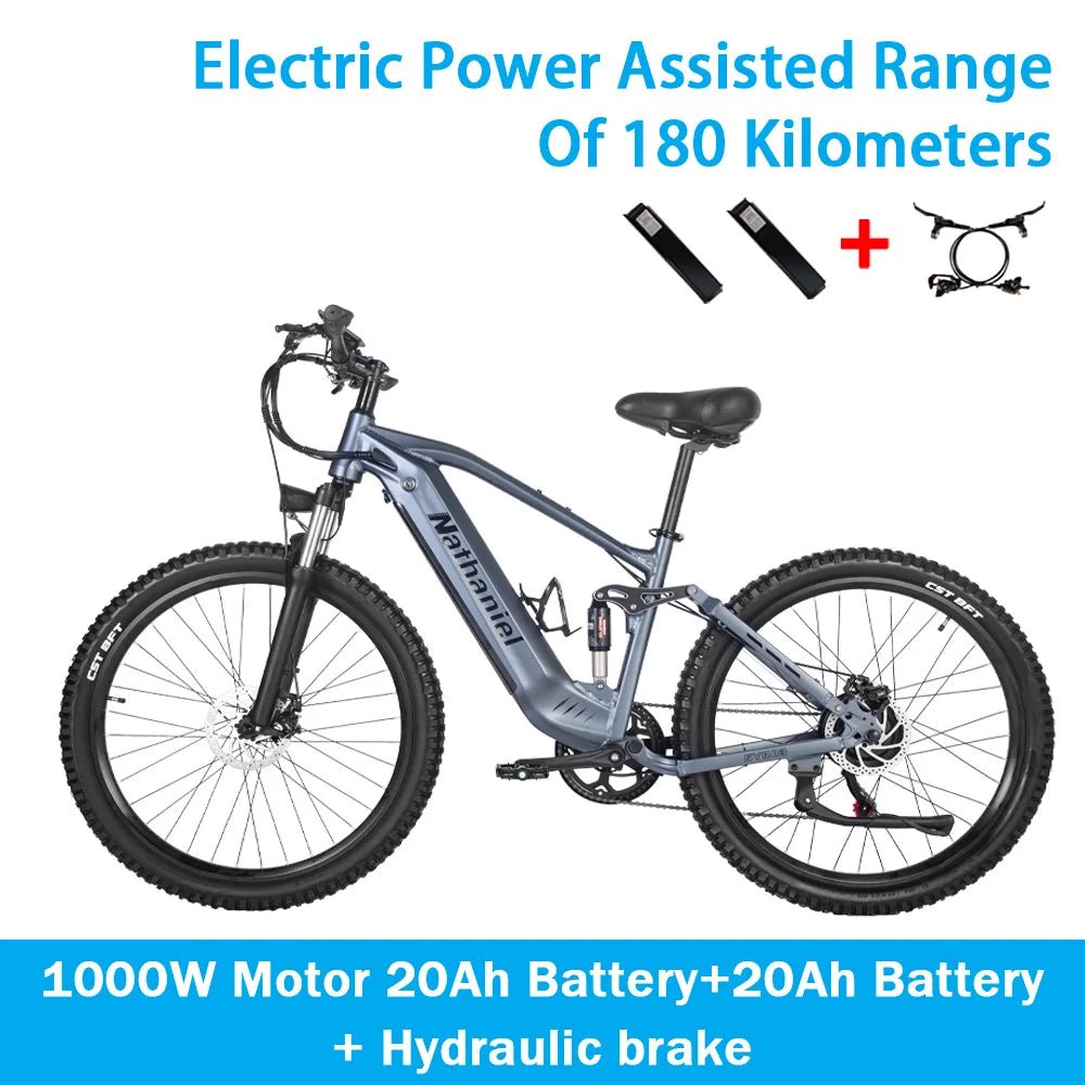 SYR03 1000W Electric Mountain Bike – 48V 27.5" Dual Battery enhanced by long-lasting battery life - Electric Mountain Bike by Tech Nova Hub