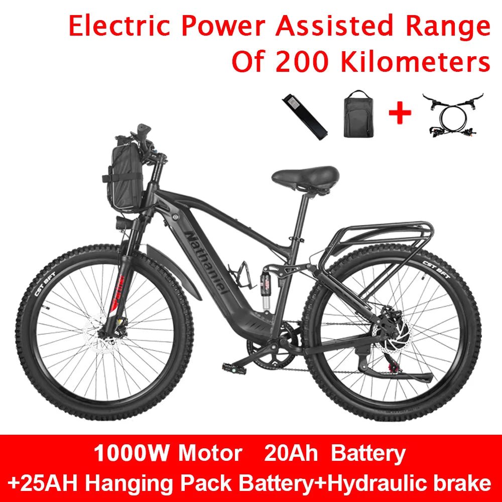 SYR03 1000W Electric Mountain Bike – 48V 27.5" Dual Battery equipped with energy-efficient LED lighting - Electric Mountain Bike by Tech Nova Hub