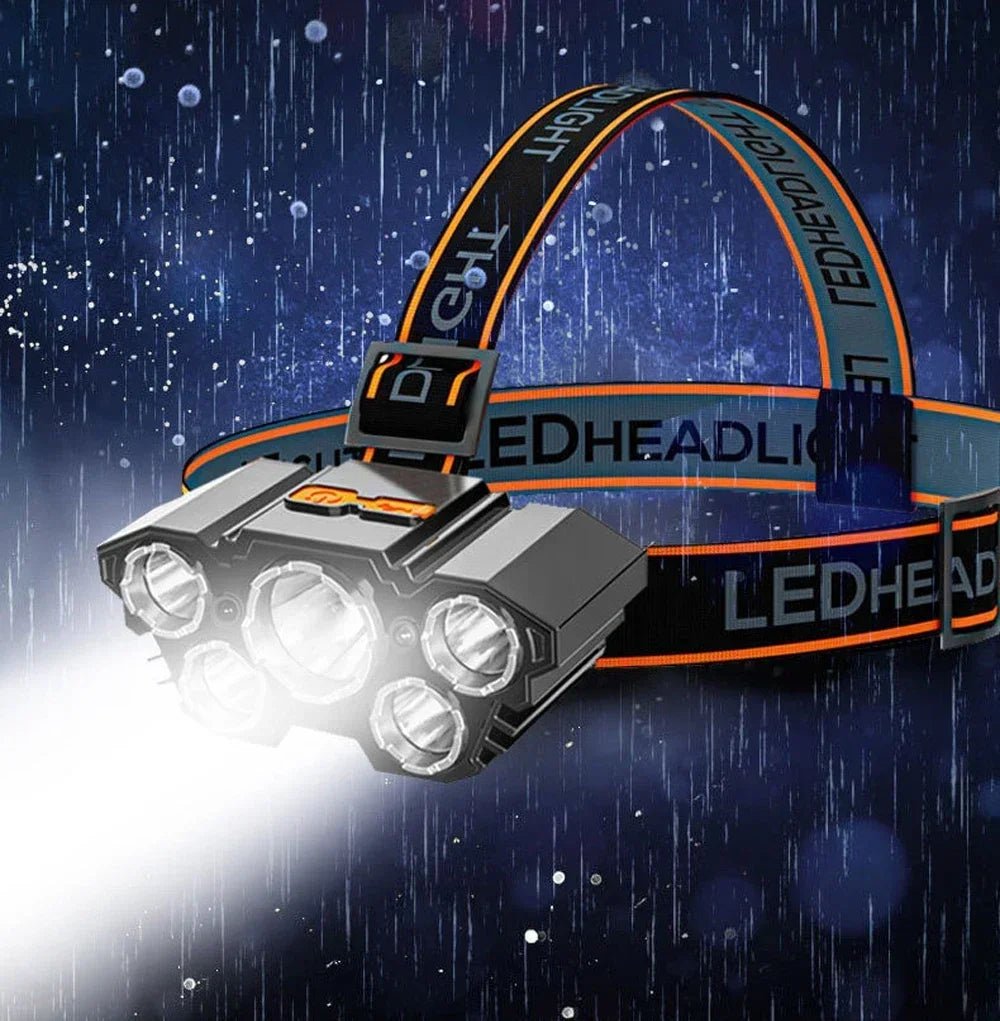 USB 5-LED Rechargeable Headlamp built to include rechargeable battery support - Headlamp by Tech Nova Hub