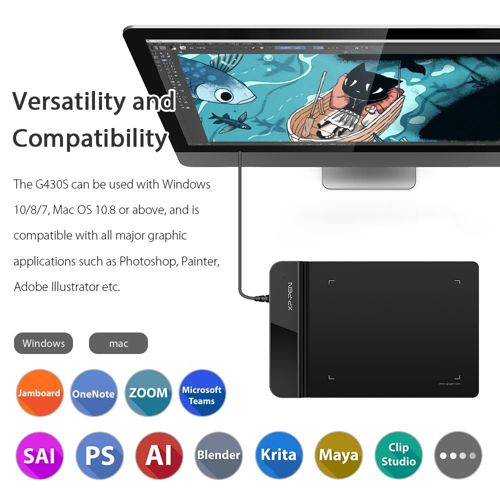 XPPen Star G430S Drawing Tablet – OSU & Design Use designed with long-lasting battery life - Drawing Tablet by Tech Nova Hub