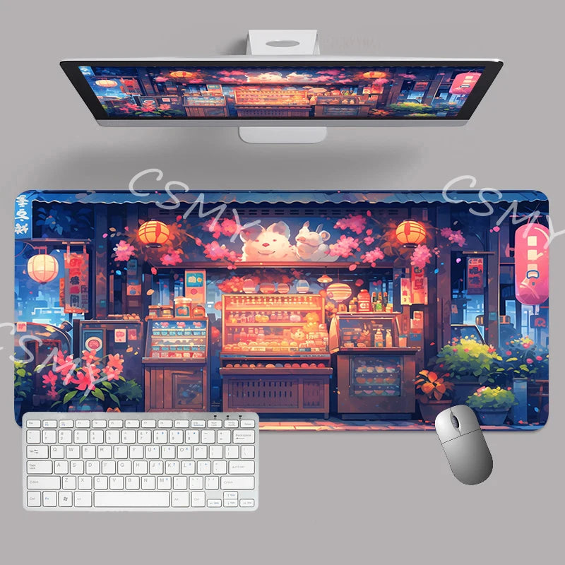XXL Japanese Aesthetic Gaming Mouse Pad – Desk Mat equipped with energy-efficient LED lighting - Gaming Mouse Pad by Tech Nova Hub