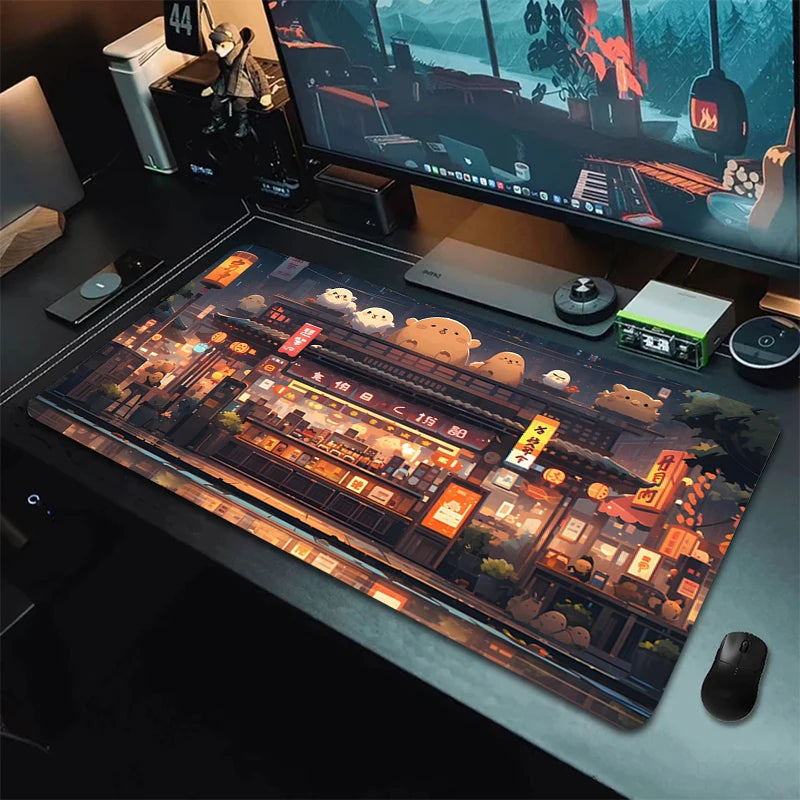 XXL Japanese Aesthetic Gaming Mouse Pad – Desk Mat highlighting energy-efficient LED lighting - Tech accessory by Tech Nova Hub