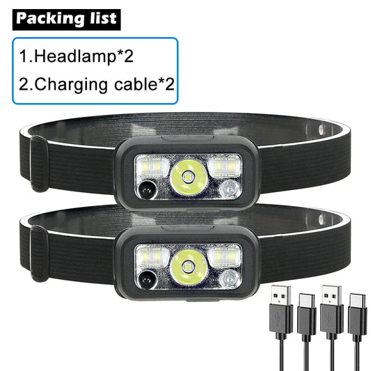 Rechargeable LED Headlamp | USB Sensor Torch featuring waterproof protection - Headlamp Torch by Tech Nova Hub