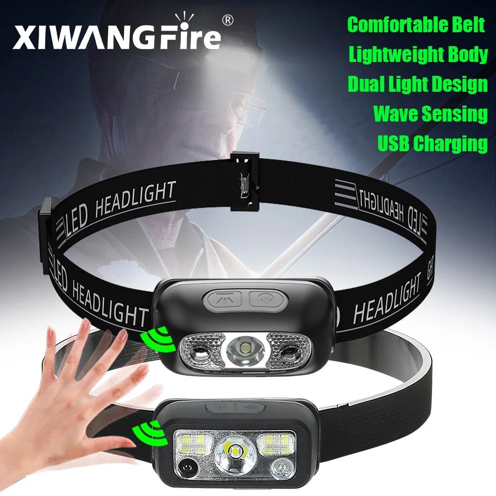 Rechargeable LED Headlamp | USB Sensor Torch featuring long-lasting battery life - LED Headlamp by Tech Nova Hub