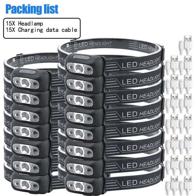 Rechargeable LED Headlamp | USB Sensor Torch including rechargeable battery support - Headlamp Torch by Tech Nova Hub