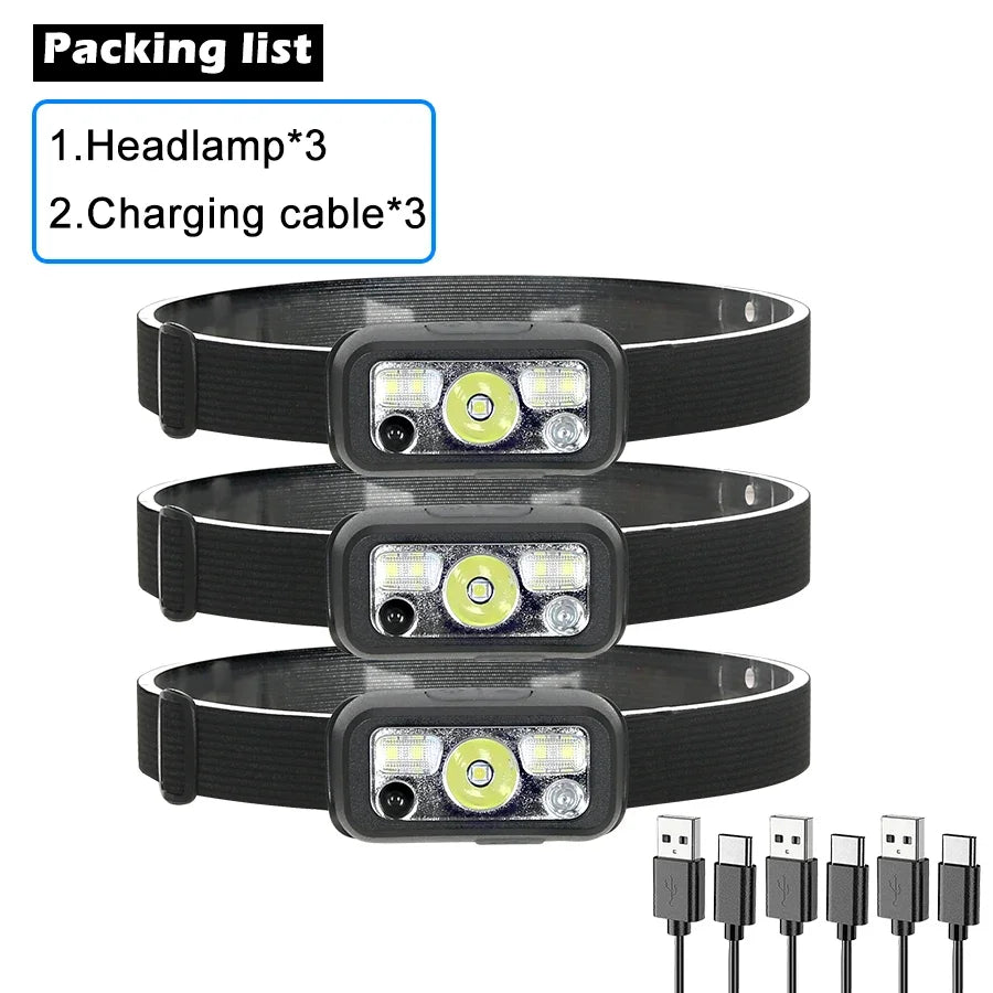 Rechargeable LED Headlamp | USB Sensor Torch designed with energy-efficient LED lighting - Headlamp Torch by Tech Nova Hub