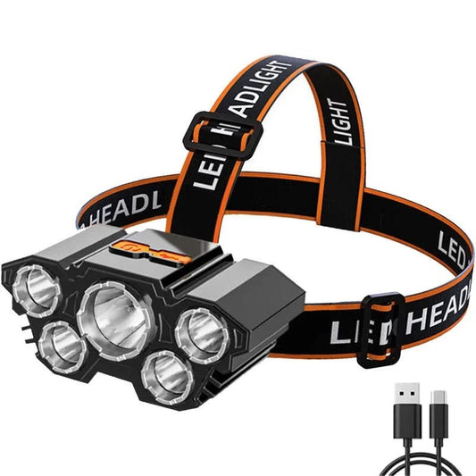 USB 5-LED Rechargeable Headlamp featuring long-lasting battery life - Rechargeable Headlamp by Tech Nova Hub